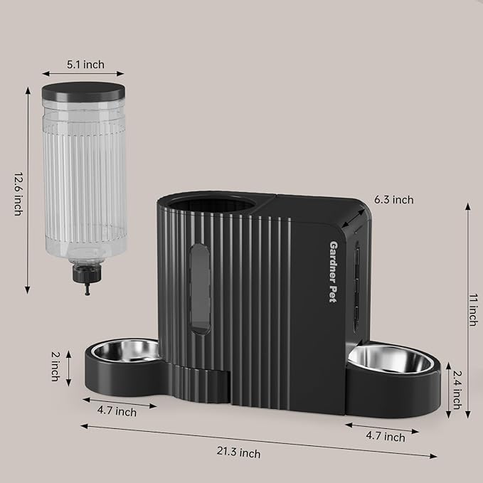 Gardner Pet Automatic Gravity Cat Food Feeder and Water Dispenser Stainless Steel Two-in-One Set Large Capacity Dispenser for Pets Dogs, Puppies, Kittens-(0.8 Gallons x 2)