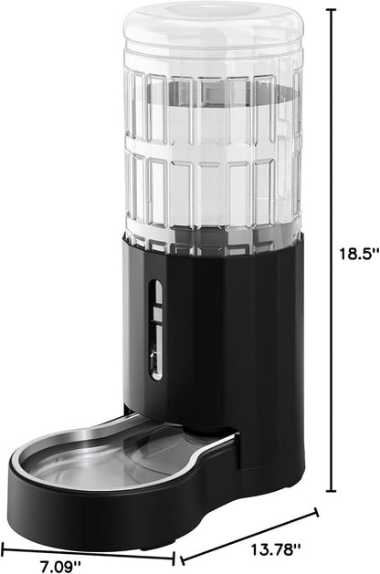CZPET 2.5 Gallon Dog Water Bowl Dispenser, Automatic Dog and Cat Water Dispenser with Stainless Steel Bowl, Gravity Waterer, Large Capacity, and Quiet Drinking Area for Pets (9.5L,Black)