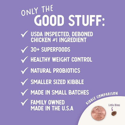 Health Extension Little Bites LITE Dry Dog Food, Chicken & Brown Rice for Toy and Small Breeds, Supports Healthy Weight, with Probiotics & Superfoods for Digestion & Coat Health, 4 lb Bag