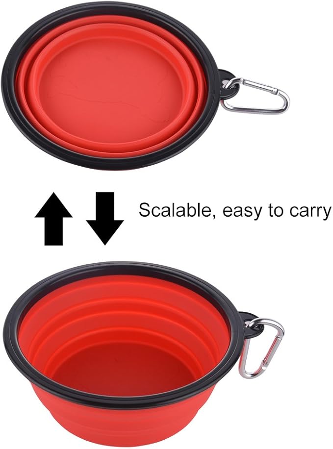 Collapsible Dog Bowls, Large Portable Travel Dog Bowls, 34oz Foldable Dogs Water Food Slow Feeder Bowl, Collapse Feeding Dish for Walking, Traveling, Hiking, Camping (2 Pack)
