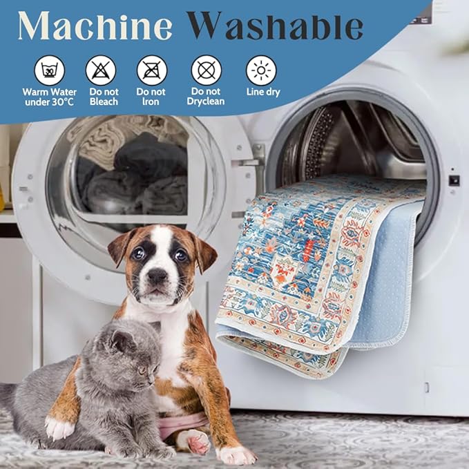 Washable Pee Pads for Dogs 2 Pack Reusable Puppy Training Pads 24"x18" Super Absorbent Waterproof Dog Training Pads, Non-Slip Potty Pads Whelping Pads Litter Mat Pet Supplies - Blue/Mix