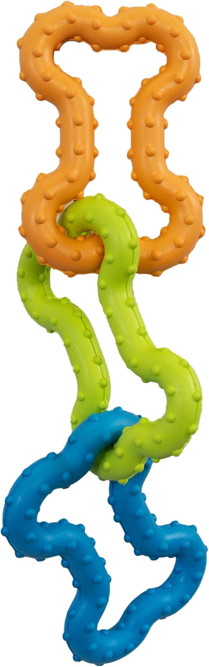Bone Tugz Tug & Chew Dog Toy — Bendy, Textured Rubber for Tug-of-War, Light-Moderate Chewers, Teething Puppies & Small Dogs, 6.25" x 1.75"