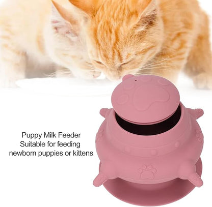 Silicone Puppy Milk Feeder 4 Nipples Small Puppy Nursing Station, Puppy Bottles Simulates Mother's Milk, Feeding Multiple Young Animals, Suitable for Pet Owners