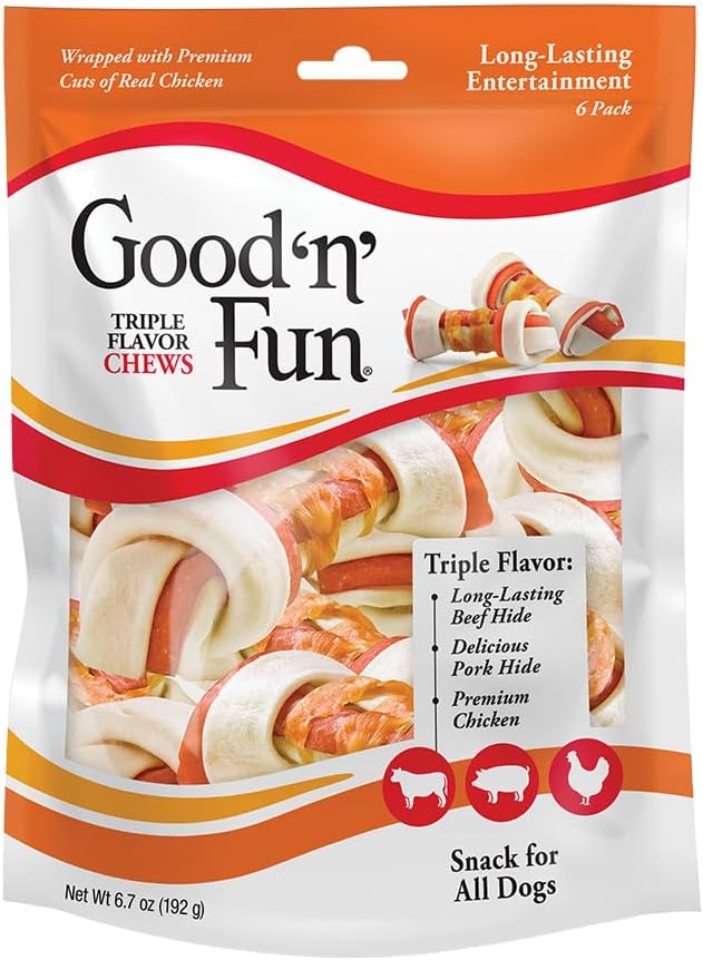 Good 'N' Fun Triple Flavor Chews, Rawhide Treats for Dogs