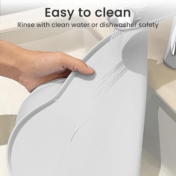 Ptlom Pet Placemat for Dogs and Cats, Non-Slip Waterproof Dog Feeding Mats Prevent Food and Water Overflow, Puppy Bowl Mat Suitable for Small, Medium and Large Pets, Silicone, White