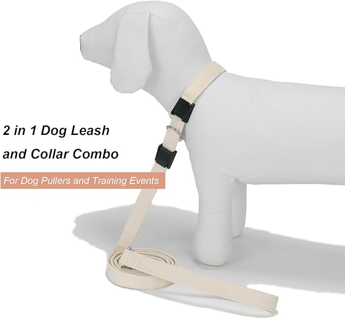 Slip Lead Dog Leash,Soft Corduroy 6 FT Dog Training Leash for Medium Large Dogs,No Pull Slip Leash and Collar with Padded Handle,White
