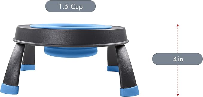 Dexas Pets Single Elevated Pet Feeder/Pet Bowl, I.5 Cup Capacity, Pro Blue, Small
