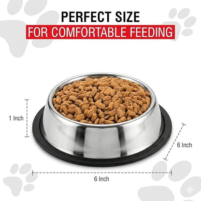 Loving Pets Stainless Steel Non-Tip Dog Bowl – Heavy Duty No Spill Dog Bowl with Removable Rubber Base – Durable, Non-Skid Stainless Steel Dog Food Bowl & Dog Water