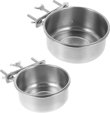 FRCOLOR 2pcs Stainless Steel Dog Bowls Large Capacity Anti-tip Food and Water Containers 10x4.5cm 12x5cm for Home Use Pet Feeding Supplies
