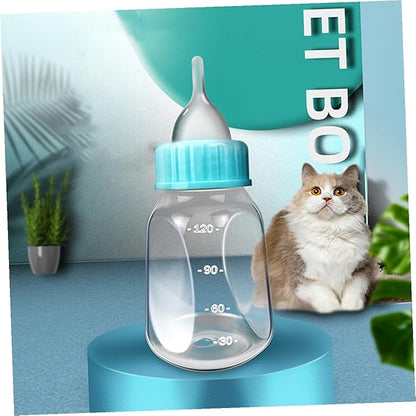 GANAZONO 2Pcs Kitten Milk Bottles with Silicone Nipples for Nursing Cats and Puppies Portable Lightweight Manual Feeder Kit with Leak-Resistant Design for Small Pets Easy to Clean and Carry