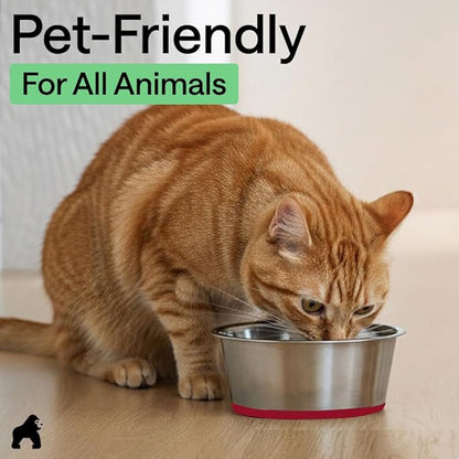 GORILLA GRIP Dog Bowls, Food Grade 304 Stainless Steel, Holds 6 Cups Each (48 fl oz) Food and Water Bowl for Feeding Dogs and Cats, Dishwasher Safe, Rust Resistant, BPA Free Rubber Base Set of 2 Red