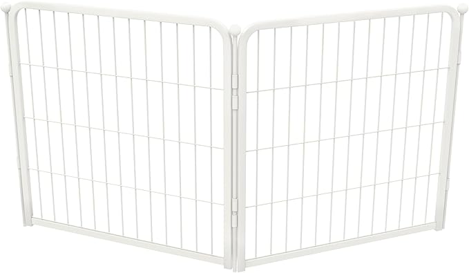 FXW AuraSpace Pro Acrylic & Wire Mesh Indoor Dog Playpen, 24" Height 2 Metal Panels Metal Dog Pen for Puppies & Small Dogs, White│Patented