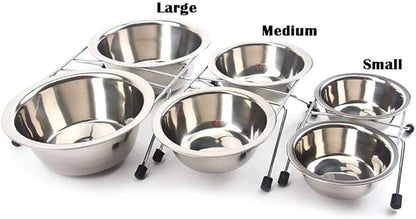 JiangYanus Elevated Dog Cat Food and Water Bowls, Stainless Steel Raised Pet Dish Feeder Retro Iron Elevated Stand for Dogs and Cats (Large)