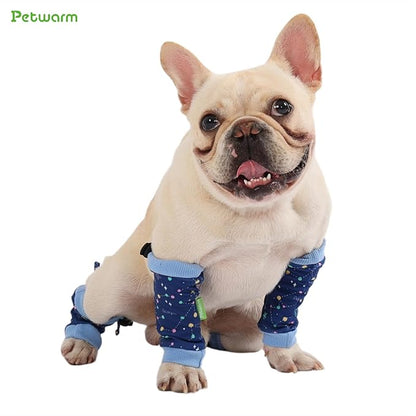 PetWarm Dog Recovery Sleeve 4pcs Set, Dog Leg Sleeve, Ideal for Comfort and Support During Pet Recovery, Suitable for Active or Support Recoverying Pet Use, Blue, L