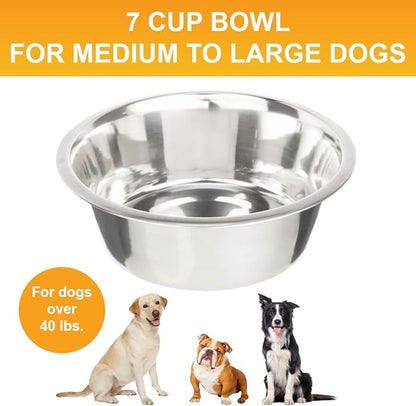 Neater Pet Brands 7 Cup (56 oz.) Stainless Steel Dog Bowls, 1 Single Neater Feeder Replacement Bowl (M/L Express, Large Deluxe Models), Dog Food Bowl or Water Bowls, Dishwasher Safe Metal Dish