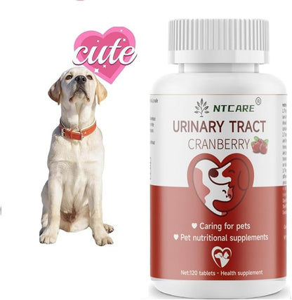 Cranberry for Dogs - Urinary Tract Support, Bladder Health, Dog UTI, Bladder Stones, Incontinence Support, Cranberry for Dogs and Cats, 120 Tablets