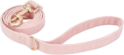 Soft Cotton Dog Leash, 5 Ft Heavy Duty Corduroy Dog Leashes with Gold Metal Hook for Small Medium Large Dogs,Medium,Light Pink