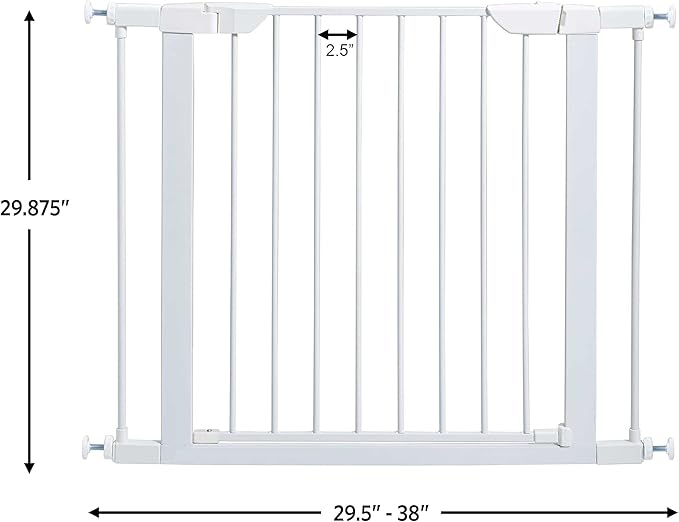 MidWest Homes for Pets 29-Inch High Walk-Thru Pressure Mounted Steel Dog Gate, Expands to 38 Inches Wide, Includes 3-inch Extensions, White