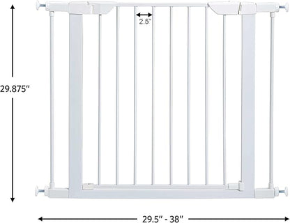 MidWest Homes for Pets 29-Inch High Walk-Thru Pressure Mounted Steel Dog Gate, Expands to 38 Inches Wide, Includes 3-inch Extensions, White