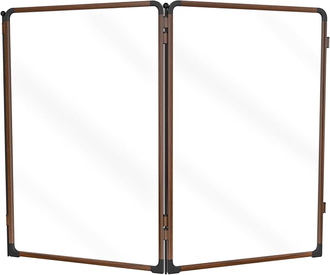 FXW AuraSpace Pro Acrylic Indoor Dog Playpen, Heavy-Duty with Metal Frame, 40" Height 2 Panels for Medium and Large Dogs, Walnut│Patented