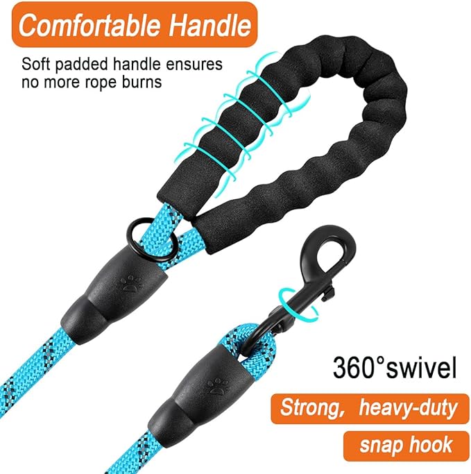 BARKBAY Dog Leashes for Large Dogs Heavy Duty Dog Leash 2 Pack 5 FT with Comfortable Padded Handle Highly Reflective Threads for Medium Large Dogs Walking Training Running (5FT-1/2,Blue+Black)