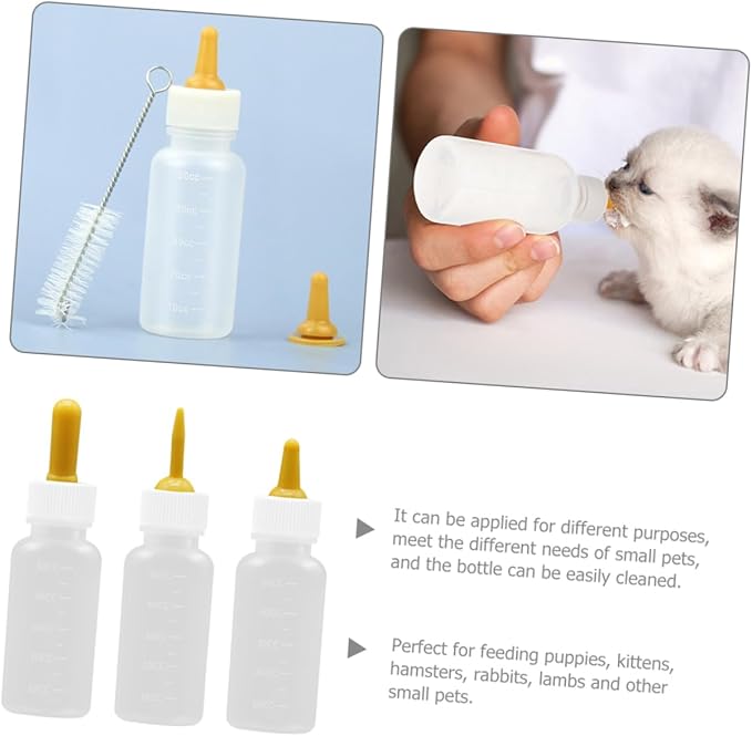 ibasenice 3pcs Dog Cat Feeder Bottle Silicone Milk Bottle for Kitten Puppy Nursing