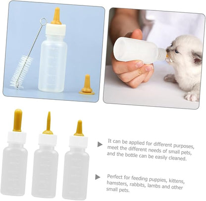 ibasenice 3pcs Dog Cat Feeder Bottle Silicone Milk Bottle for Kitten Puppy Nursing