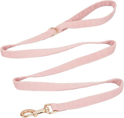 Soft Cotton Dog Leash, 5 Ft Heavy Duty Corduroy Dog Leashes with Gold Metal Hook for Small Medium Large Dogs,Small,Light Pink