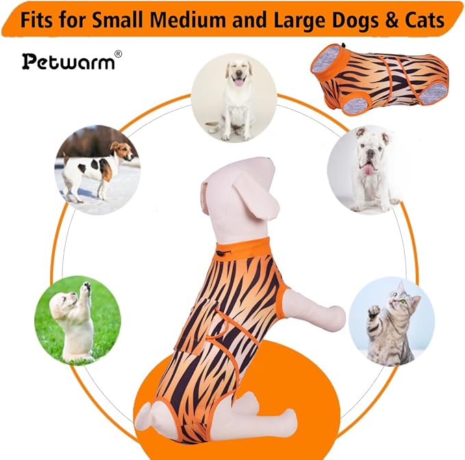 PetWarm Dog Recovery Suit, Surgical Suit for Dogs Female Spay Male Neutered, Dog Onesie for Surgery, Anti-Licking Dog Surgery Recovery Suit, Leopard Pattern, Yellow, S