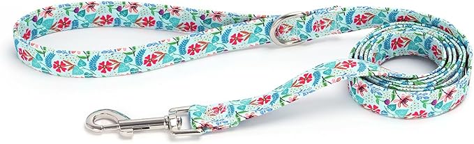 Moonpet Step in Dog Harness Leash Set- All Weather Reflective No-Pull Floral Pattern Padded Mesh Vest Harness for Cats Puppy Extra-Small Small Medium Large Dogs - Verdure Flower - L