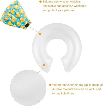 CuteBone Inflatable Dog Neck Donut with Removable Soft Fleece Covers for Small/Medium/Large Dogs and Cats After Surgery GWB04XL