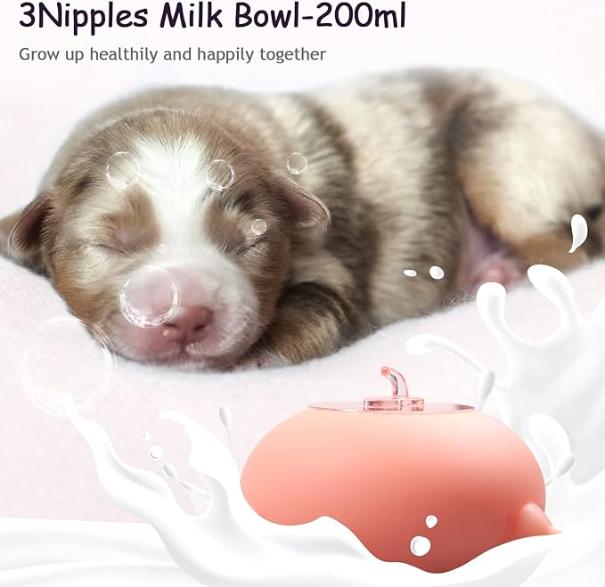 Kitten & Puppy Feeder Milk Nipple - 3 Nipple Bottles for Nursing & Multiple Puppies - Milk Replacer Formula