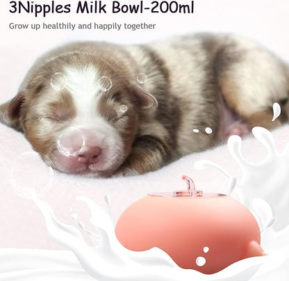 Kitten & Puppy Feeder Milk Nipple - 3 Nipple Bottles for Nursing & Multiple Puppies - Milk Replacer Formula