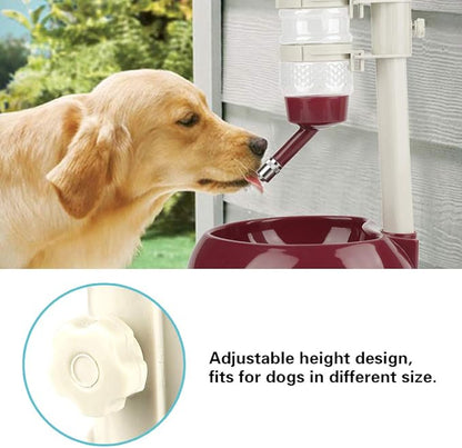 EVTSCAN Dog Food Dispenser, Adjustable Dog Bowl Food Dispenser Drinking Bowl Feeder for Pets Cats Dogs(Brown)