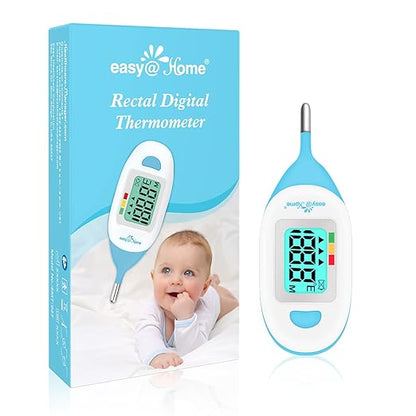 Easy@Home Baby Rectal Thermometer with Fever Indicator, Clear LCD Display for Fast Readings, Soft Flexible Tip for Infant & Newborn Use – EMT-027