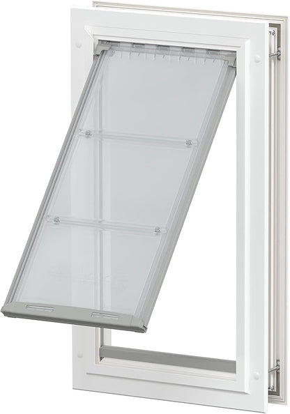 Endura Flap Giant Dog Door for Doors | Designed for Big & Tall Dog Breeds | Insulated Flap for Energy Efficiency | Weather-Resistant & Secure Aluminum Frame | White, Extra Large, Single Flap