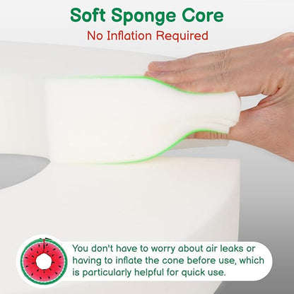 Sponge Dog Cone After Surgery, No Inflation Required Dog Donut Collar to Stop Licking, Inflatable Cone Alternatives for Large Pets, Soft Recovery Collar with Protective Shield (Watermelon, L)