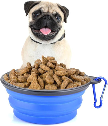 Collapsible Dog Bowls - 4 Pack, Portable Travel Water and Food Bowl with Carabiner Clip for Dogs and Cats - Ideal for Walking, Traveling, and Hiking