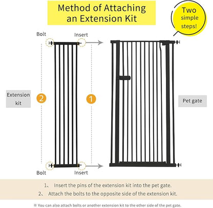 Lumizone Extra Tall Cat Gate Extension Kit 61.02" High Pressure Mounted 2025 New 12.60" Extra Wide 1.37" Gap No Drilling Tall Pet Gate for Dogs (Black, 61.02" H x 12.60" W, Extension)