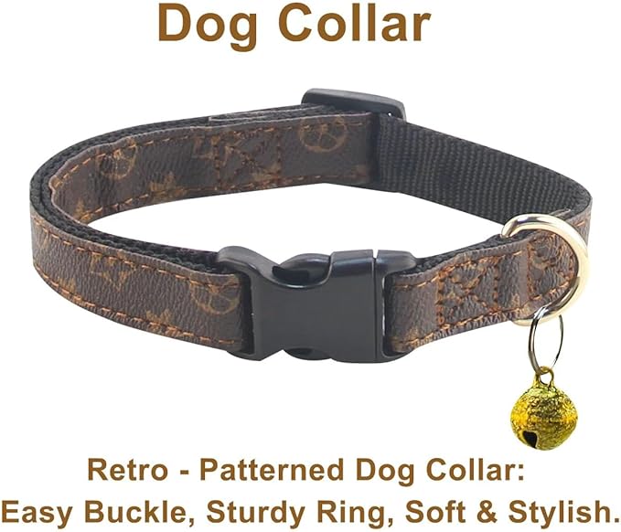 Premium Dog Collar Harness and Leash with Safety Buckle - Adjustable and No Pull Comfortable Dog Collars for Small Puppy, Stylish Durable Gift for Boy Girl Pets
