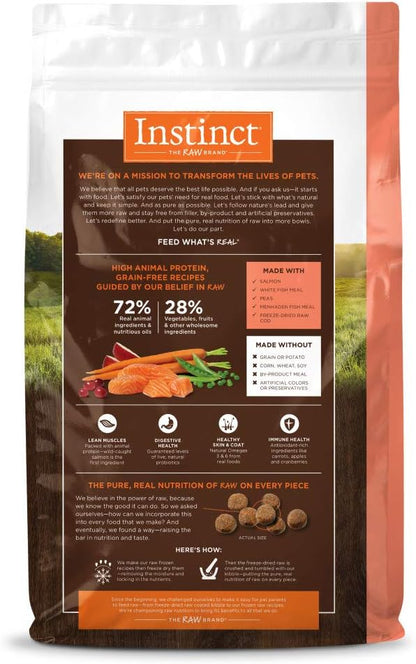 Instinct Original Dry Dog Food, Raw Coated Kibble, High Protein, Grain Free Recipe - Real Salmon, 20 lb. Bag