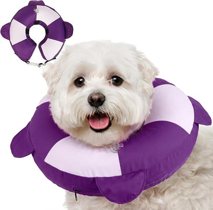 Inflatable Dog Cone for Small Dogs- Adjustable Neck Recovery ECollar,Lightweight Donut Collar After Surgery Anti-Licking & Biting,Waterproof Easy to Clean (Purple,M)