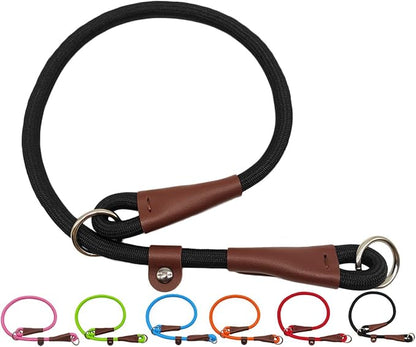 MayPaw Slip Collar Nylon Rope Adjustable Collar for Dog Training- No Pull Round Martingale Dog Collars for Small Medium Large Dogs