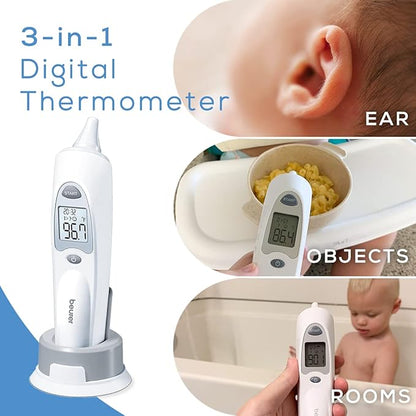 Beurer Digital Ear Thermometer - Measures Body, Room & Object Thermometer for Babies, Toddlers & Adults, FT58