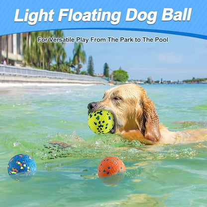 Mankoda Dog Balls, Dog Tennis Balls for Aggressive Chewers, 3'' Durable Teething Chew Toys & Floating Water Toy, Interactive Fetch Ball for Medium/Large Dogs (3 Pack)