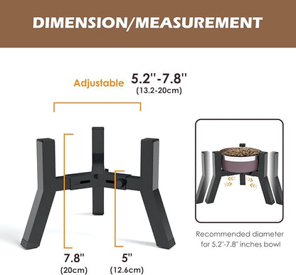 Elevated Dog Bowl Stand for Small Dogs, Adjustable Width 5-8", Raised Dog Food Water Bowls Holder, Bowl Not Included