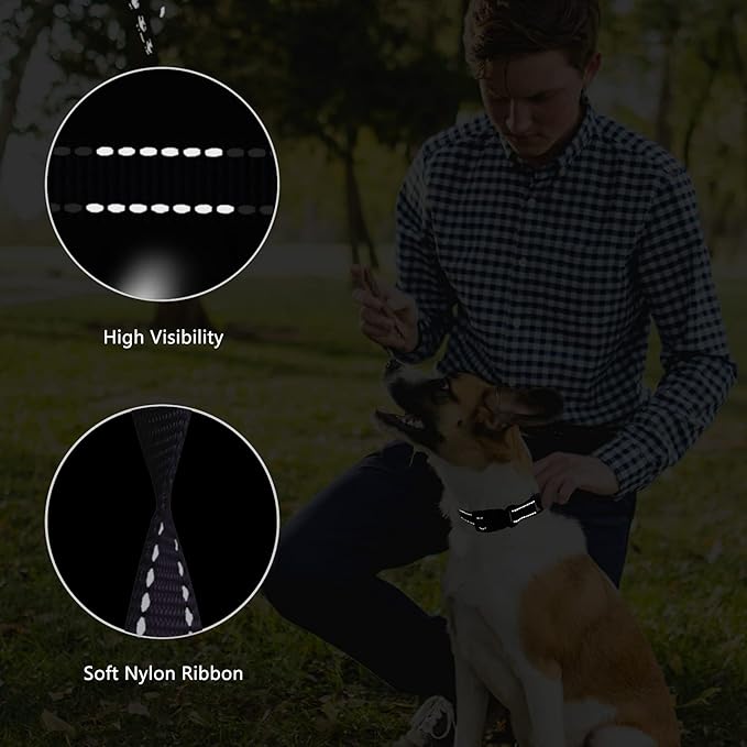Martingale Dog Collar and Leash Set Martingale Collars for Dogs Reflective Martingale Collar for Small Medium Large Dogs(Black&M)