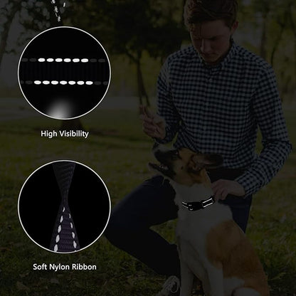 Martingale Dog Collar and Leash Set Martingale Collars for Dogs Reflective Martingale Collar for Small Medium Large Dogs(Black&L)