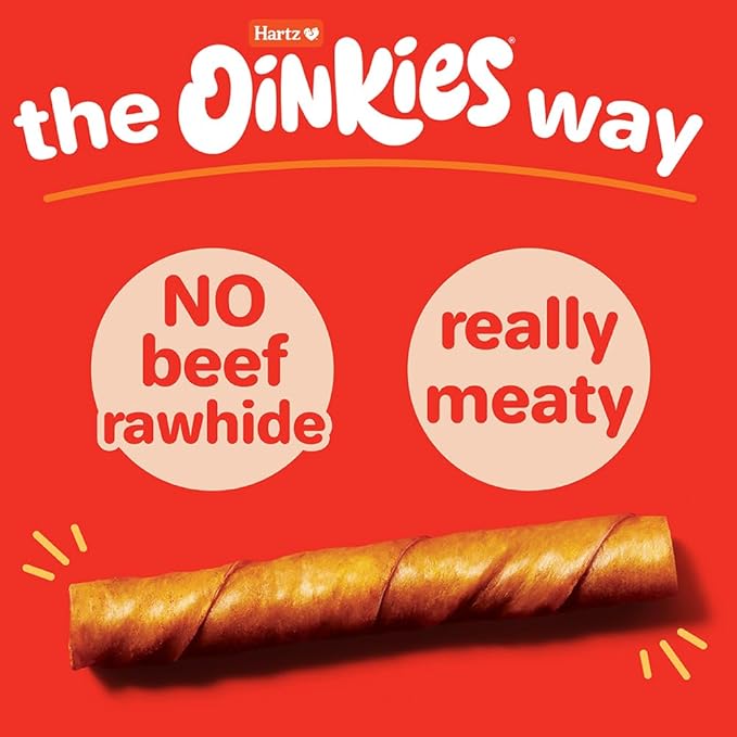 Hartz Oinkies Smoked Twists with Naturally Smoked Pork Rawhide-Free Dog Treats,Highly Digestible Long Lasting Dog Chews,(Pack of 80)