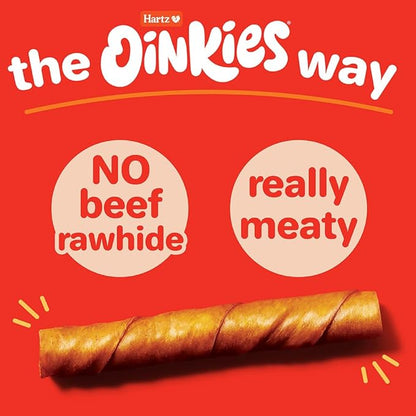 HARTZ Oinkies Natural Smoked Pig Skin Twist Dog Treat Chews - 10 Pack